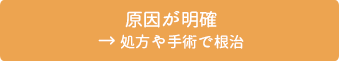 原因が明確→処方や手術で根治