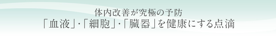 体内改善が究極の予防 「血液」「細胞」「臓器」を健康にする点滴